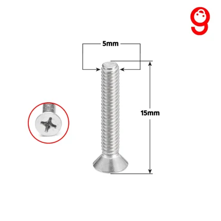 5mm SS Machine Screw Flat Head Long 15mm
